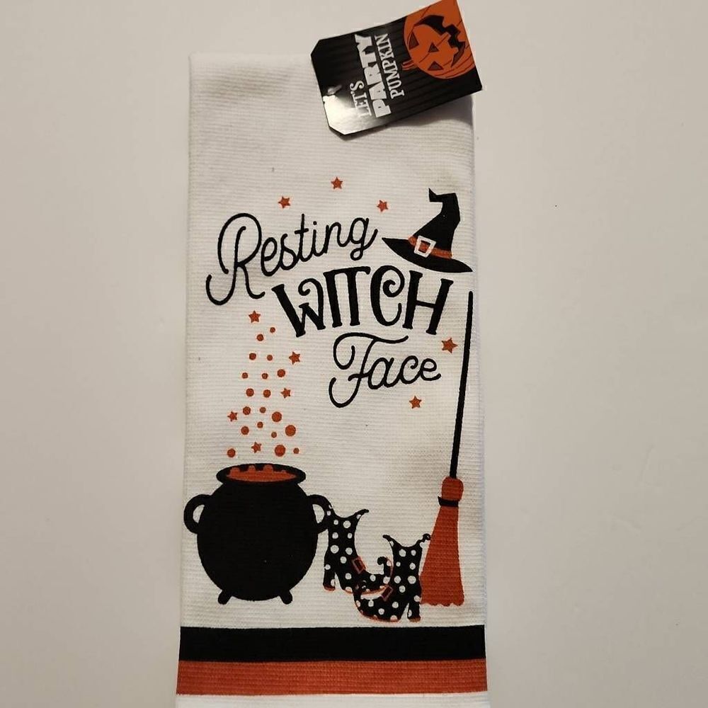 Let's Party Pumpkin 2 Pack Kitchen Towel Set Halloween NWT
